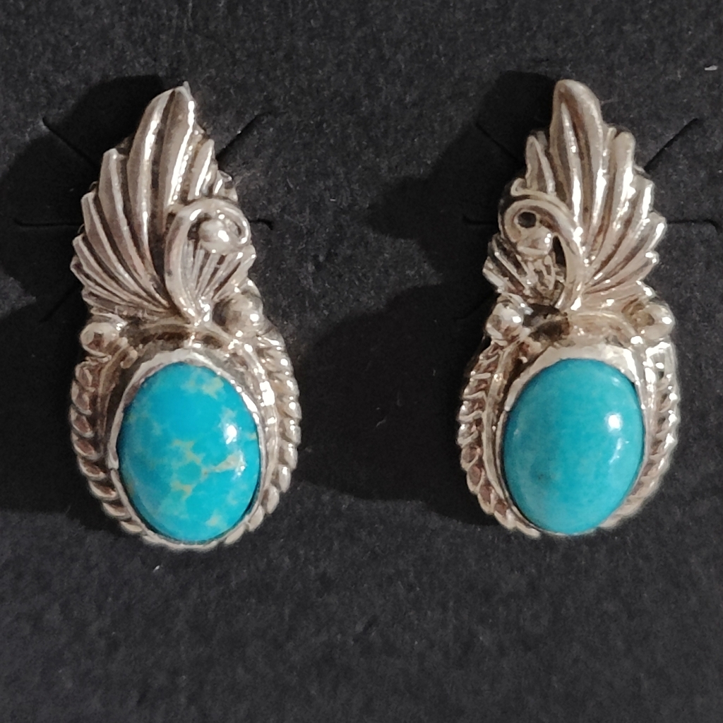 Navajo Turquoise And Sterling Stud Earrings 26$